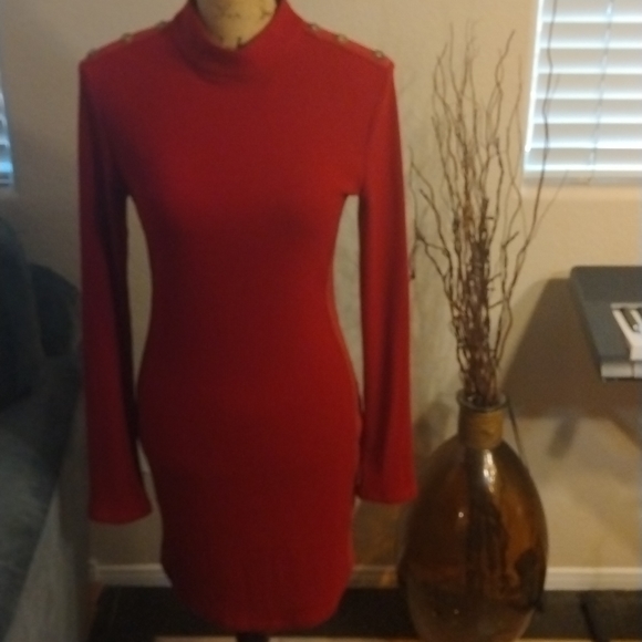 Blue Collection Red Dress Very Cute Long Sleeve fitted Style. - Picture 1 of 12